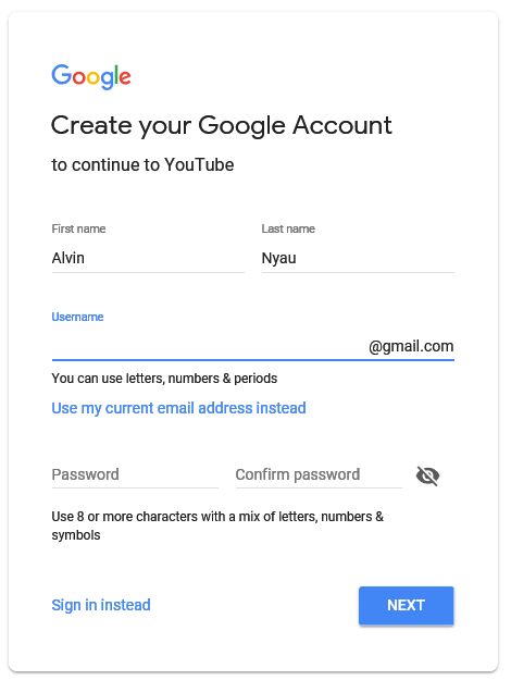 How to create child account in gmail