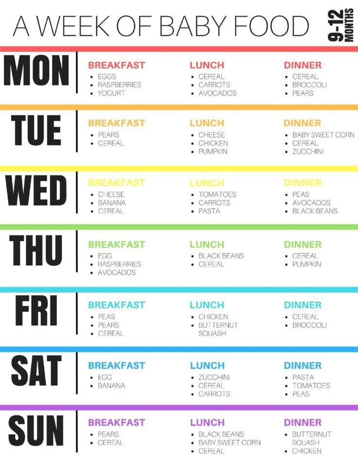 Baby food schedule 9 months