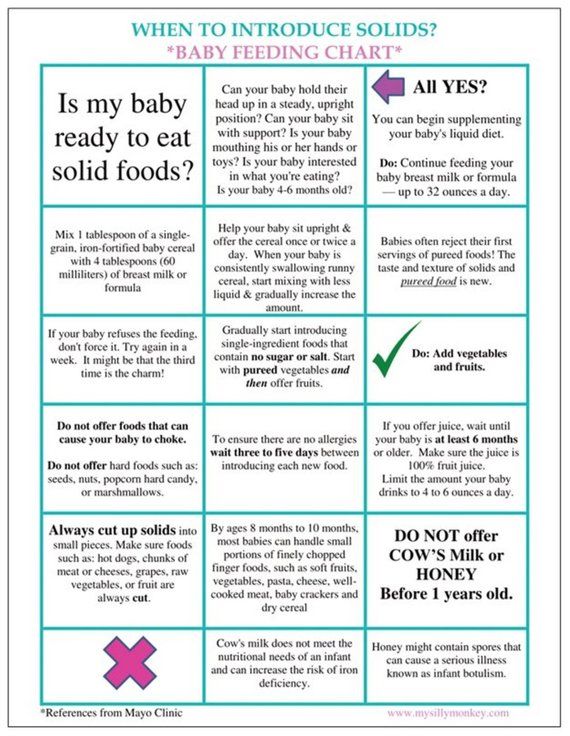 Feeding schedule for baby food