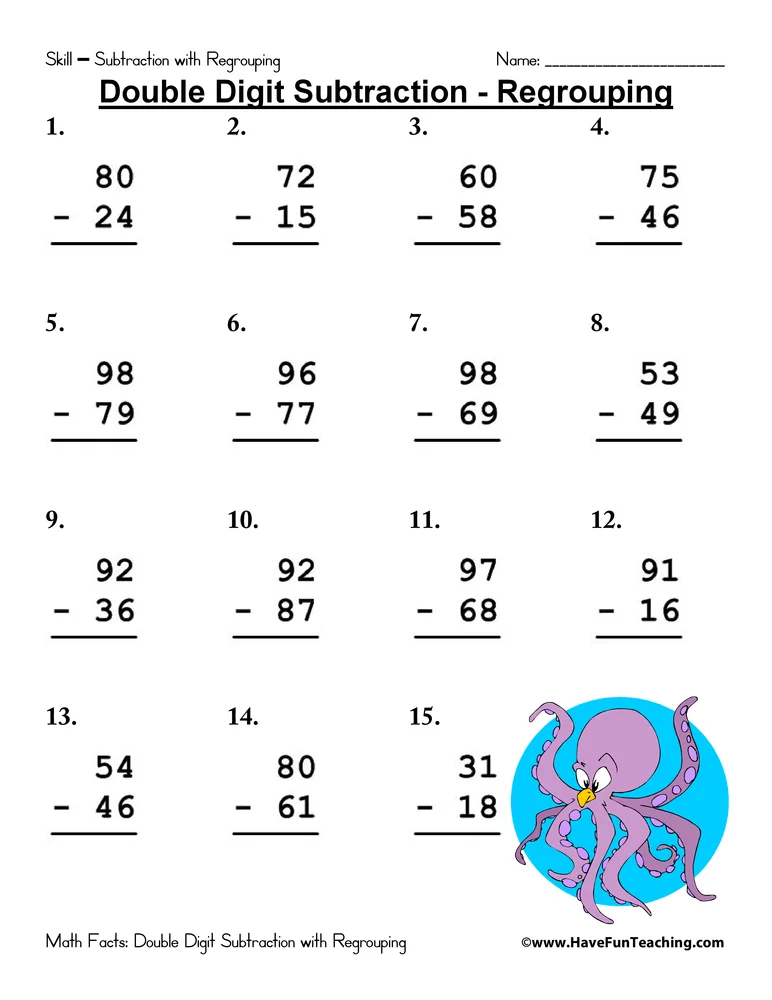 How to teach a child double digit subtraction