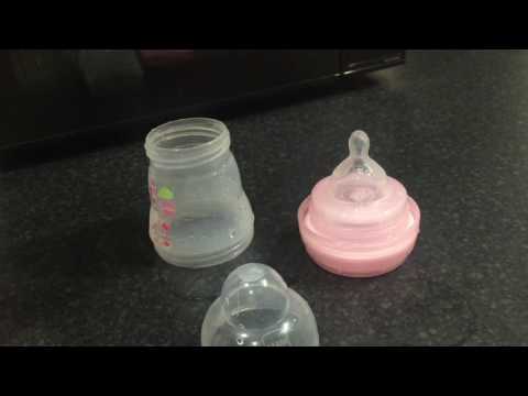 Sterilize baby bottles in the microwave