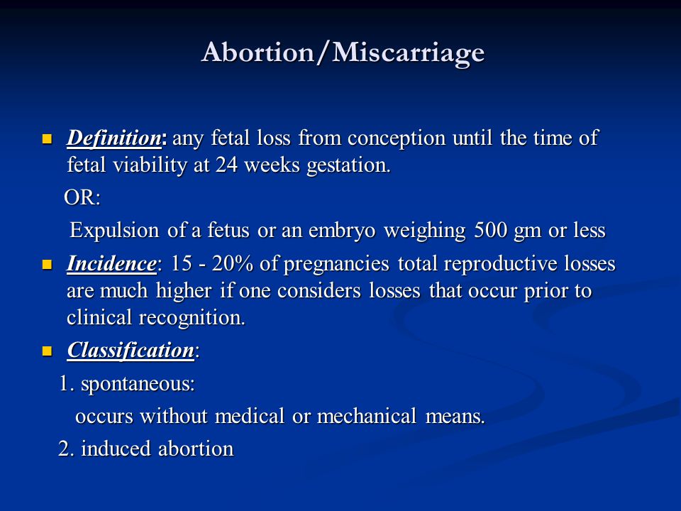 Risk of miscarriage by week 6