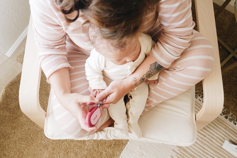 Baby clipping nails