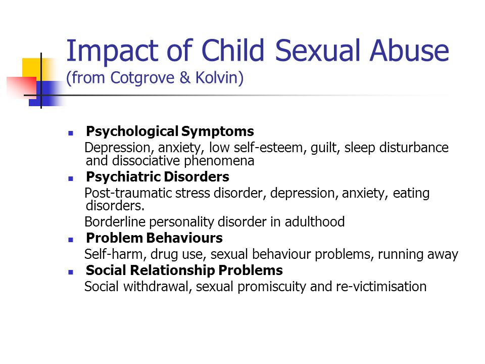 Signs and symptoms of abuse in a child